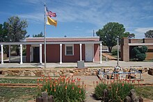 Former U.S. Army outpost on the Santa Fe Trail, now a rest area on I-25 in northern New Mexico Santa Fe Trail outpost.JPG