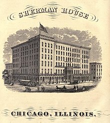 Illustration of the second Sherman House Hotel Sherman House.jpg