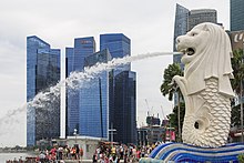 Il Merlion, simbolo di Singapore.