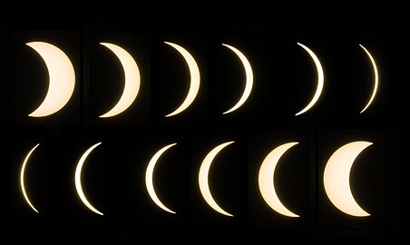 Eclipse progression as seen from Québec City, Quebec