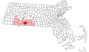 Localizare în comitatul Hampden, Massachusetts