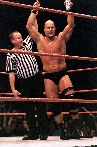 Hebner in the WWF with Stone Cold Steve Austin.