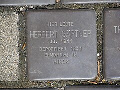 Stolperstein Herbert Gärtner, 1, Daniel-von-Büren-Straße 54, Bahnhofsvorstadt, Bremen.jpg