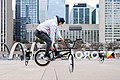 Stunt cyclist at Nathan Phillips Square