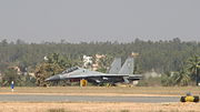 Su 30 MKI Taxies to the runway at Aero India 2011 (8th edition of Aero India)