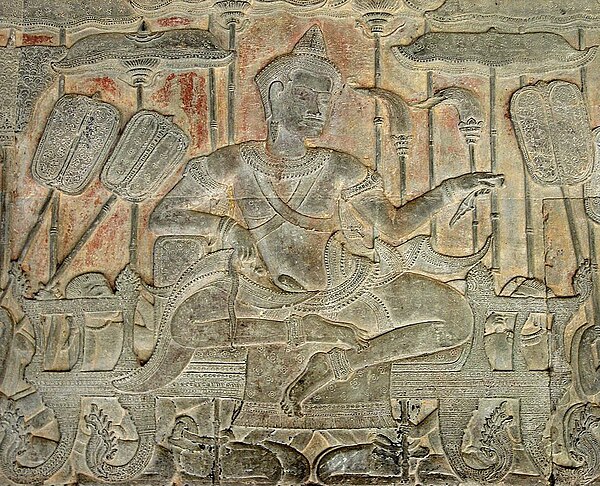 Bas relief of King Suryavarman II, the builder of Angkor Wat