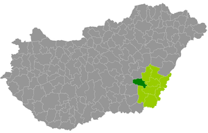 okres Szarvas na mapě Maďarska