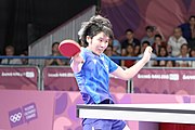 Deutsch: Tischtennis bei den Olympischen Jugendspielen 2018; Tag 9, 15. Oktober 2018; Mixed, Finale, Mixed-Doppel – Miu Hirano (JPN) gegen Sun Yingsha (CHN) 2:3 English: Table tennis at the 2018 Summer Youth Olympics at 15 October 2018 – Mixed Final, Mixed-Double – Miu Hirano (JPN) Vs Sun Yingsha (CHN) 2:3