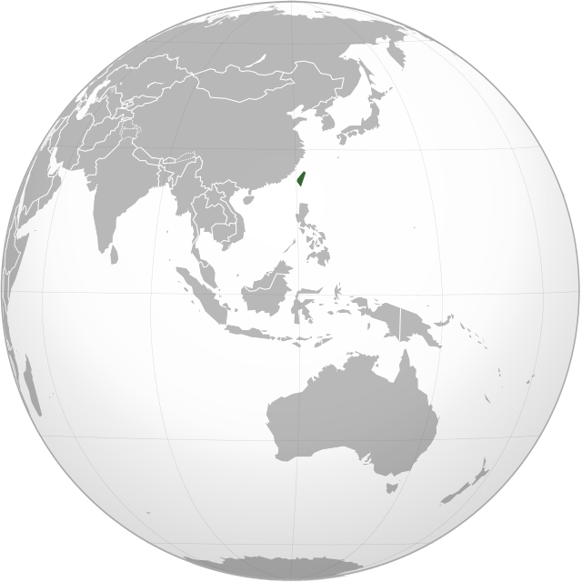 Description de l'image Taiwan (orthographic projection; southeast Asia centered).svg.