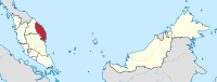 मानचित्र जिसमें तेरेंगानू Terengganu / ترڠڬانو हाइलाइटेड है