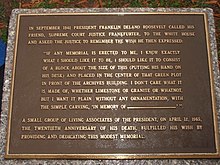 Plaque at the edge of the sidewalk in front of the original FDR Memorial (2007)