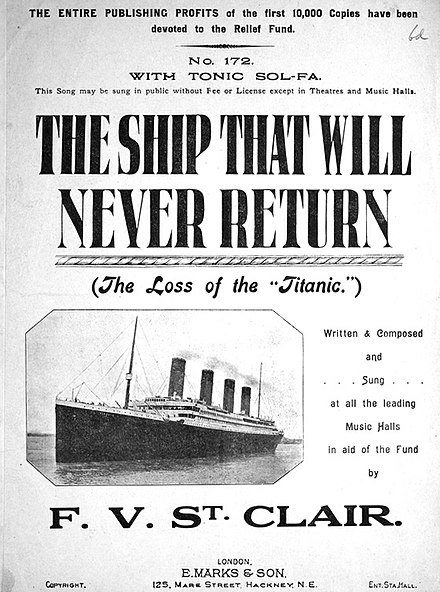 "The Ship That Will Never Return", a song about the Titanic disaster by F.V. St Clair