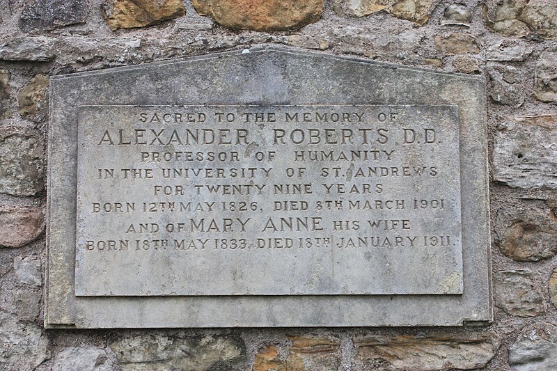 File:The grave of Prof Alexander Roberts, St Andrews Cathedral churchyard.JPG