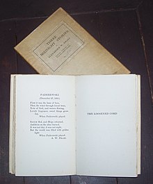 Three Midnight Stories with presentation box, estate of Walter Leighton Clark. Copy hand-numbered 102 of 500. Book is open to "Paderewski" - a tribute to Polish pianist Ignacy Jan Paderewski Three Midnight Stories with Box.jpg
