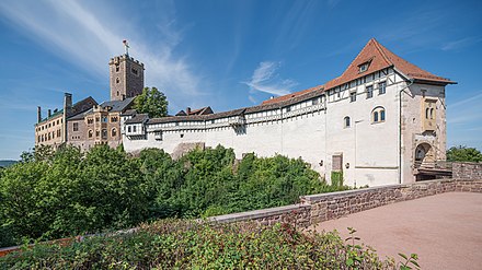 Wartburg, Eisenach, built in 1068. Martin Luther stayed at the castle for safety, 1521-1522.