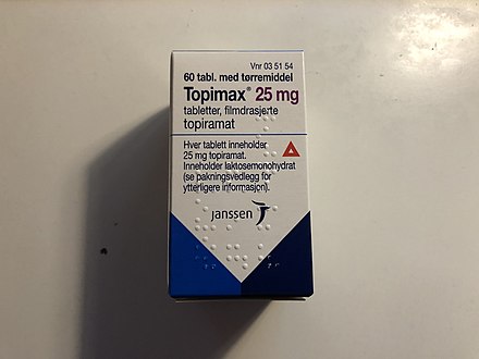 A package of topiramate 25mg from Norway