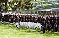 Escort platoons march in the United States Naval Academy Cemetery as part of the ceremonial funeral procession for former Chairman of the Joint Chiefs of Staff, Admiral William J. Crowe in 2007.