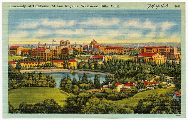 Postcard c. 1930 to 1945 of the new Westwood campus.