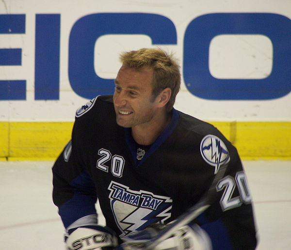 Vaclav Prospal with the Lightning in 2007. Prior to the 2007 NHL trade deadline, the Lightning traded Prospal to the Philadelphia Flyers in exchange f