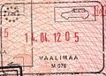 Exit stamp for road travel, issued in Vaalimaa