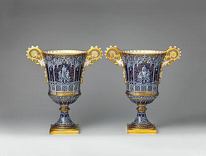 Pair of vases, by Alexandre-Évariste Fragonard and the Sèvres porcelain factory, manufactured in 1832, decorated in 1844, hard-paste porcelain, Metropolitan Museum of Art