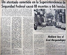 Recorte periodístico del atentado a la Superintendencia de Coordinación Federal en 1976