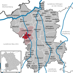 Läget för Waldstetten i Landkreis Günzburg