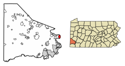 Locatie van Donora in Washington County, Pennsylvania.