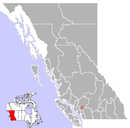 Ortens läge i British Columbia