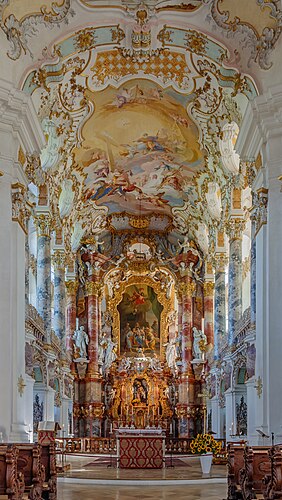 Chancel, Wieskirche, Steingaden, Bavaria, Germany