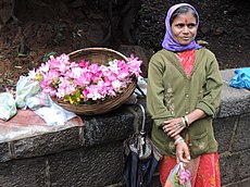 Woman selling Curcuma pseudomontana flowers AJTJ DSCN7574.jpg
