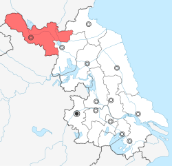 Location of Xuzhou City in Jiangsu