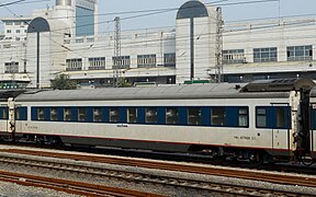 A China Railway model 25T hard sleeper car in Beijing West railway station in China.