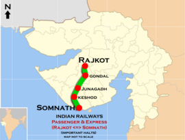 (Veraval – Rajkot) Passenger route map