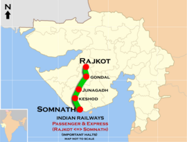 (Veraval - Rajkot) Mapa tras pro cestující