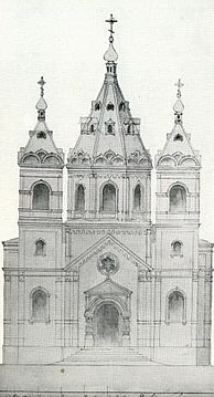 Проект западного фасада Страстного собора (вариант)