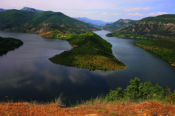 Kardzali Reservoir in Bulgaria is a reservoir in the Rhodope Mountains.