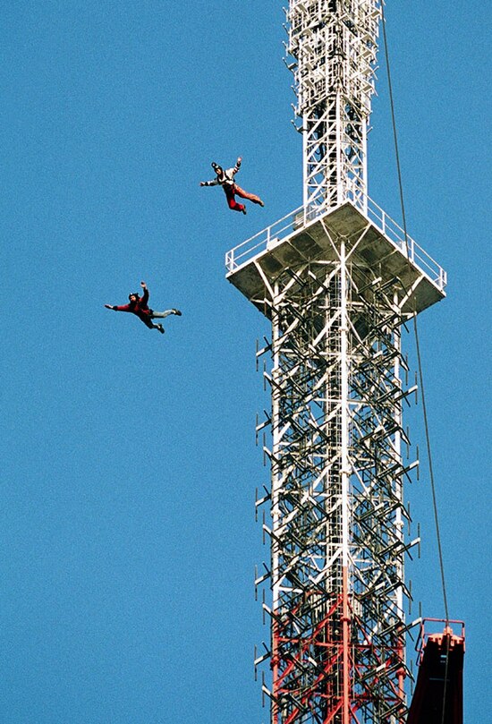 BASE jumping from an antenna tower