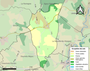 Barevná mapa znázorňující využití půdy.