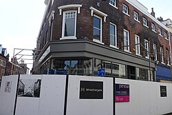 Restoration work underway on 1-2 Whitefriargate in Kingston upon Hull, formerly the site of the Telstar 2 bar, left abandoned until very recently.