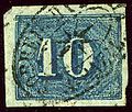 10 Reis Brazil issue 1854, oval used. Yvert N°19.