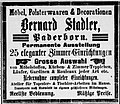 Werbeanzeige der Fa. Bernard Stadler von September 1890.