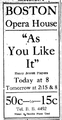 Advertisement, Jewett Players, Boston Opera House, 1915