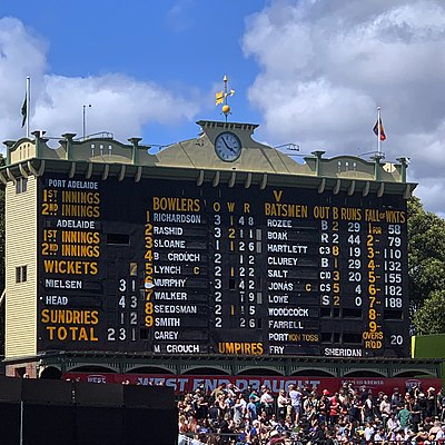 Adelaide Oval scoreboard during the Bushfire T20 Showdown.