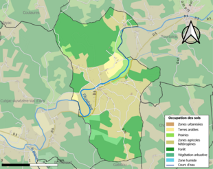 Barevná mapa znázorňující využití půdy.