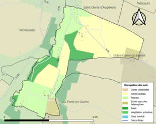 Barevná mapa znázorňující využití půdy.