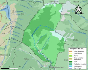 Kolorowa mapa przedstawiająca użytkowanie gruntów.