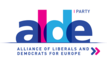 ALDE -partilogotyp med utklipp i vit bakgrund. Png