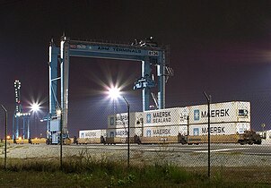 Double-stack train loaded at APM Terminals in Portsmouth, Virginia