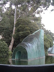Cascade glass sculpture by Sergio Redegalli, south of the Bicentennial Conservatory Adelaide Botanic Gardens - Glass sculpture.JPG